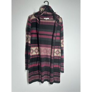Say What? Lima Aztec Hooded Cardigan Duster Size M Made in USA
